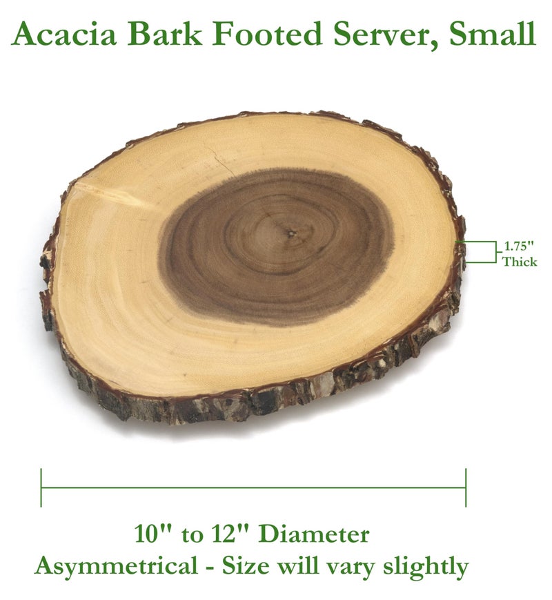 Lipper International 1010 Acacia Tree Bark Footed Server for Cheese, Crackers, and Hors D'oeuvres, Small - Image 2